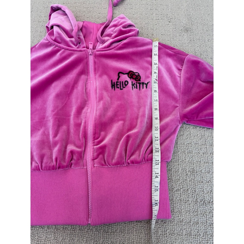 Hello Kitty Forever 21 Pink Velour Cropped Full Zip Hoodie - Picture 5 of 6
